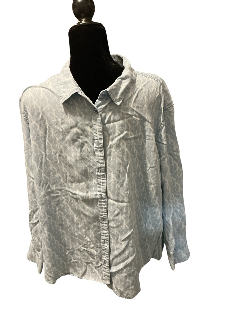 Calvin Klein Light Blue Logo-Print Dress Shirt